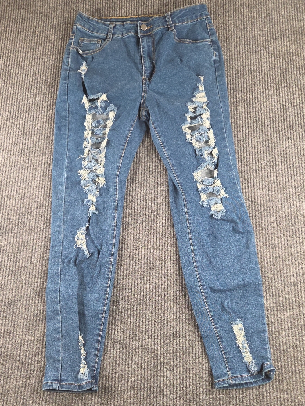 Blue Distressed Women's Ripped Skinny Jeans